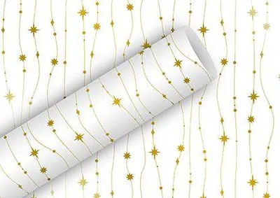 Produktbild von Braun & Company Geschenkpapier Glitzerkette weiß-gold 1,5 m x 70 cm