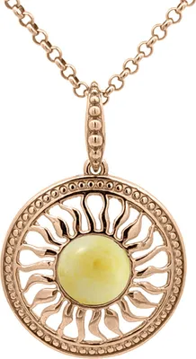 Produktbild von Schmuckanhänger aus vergoldetem 925 Sterlingsilber mit gelben Bernsteinen "Sonne"