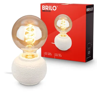 Produktbild von Briloner Tischleuchte Keramikfuß Ø10x8 cm E27 Fassung max. 25W Kabelschalter Weiß - Tischlampe Wohnzimmer Schlafzimmer Flur