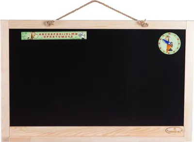 Produktbild von Wandtafel für Kinder aus Holz SARA6 mit Alphabet und Uhr Modern Deko
