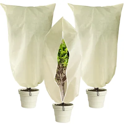 Image de Kit de protection hivernale en 3 pièces – 180 x 120 cm, protection antigel résistante à la déchirure pour les plantes, protection pour les plantes en pleine terre, housse d'hiver avec fermeture éclair et cordon de serrage – protection antigel pour les plantes en pot