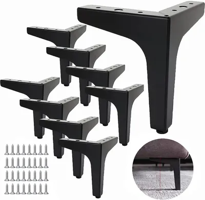 Zdjęcie produktu dla Metalowe nóżki do mebli, czarne, 15 cm, zestaw 8 sztuk