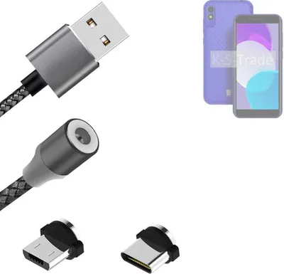 Produktbild von K-S-Trade Hochwertiges Magnet-Lade-kabel Sync-Kabel Daten-Kabel für BLU C5L+ mit USB-Typ-C-Anschluss und Micro-USB-Anschluss 2A bis zu 480mbps