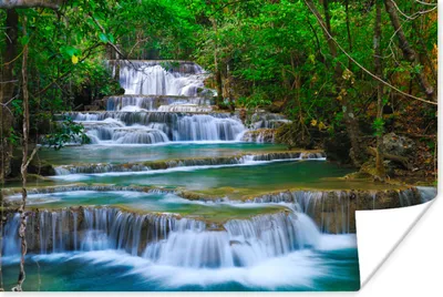Produktbild von MuchoWow® Poster Wasserfall - Bäume - Natur - Dschungel 180x120 cm - Fotoplakat