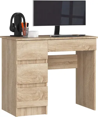 Zdjęcie produktu dla Biurko komputerowe A7 AKORD Dąb Sonoma 4 szuflady 77x90x50 cm
