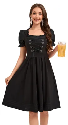 Produktbild von YesFashion Dirndlkleid Damen Midi Trachtenkleid Trachtenmode Kleid Dirndl Kleidung Tracht Dirndlkleid fš¹r Outfit Schwarz 36