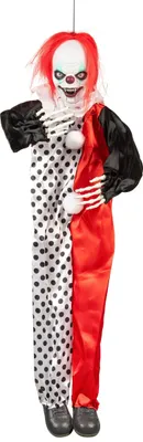 Obrázok produktu pre Hororový klaun so svietiacimi očami Halloween dekorácia čierno-bielo-červená 90cm -