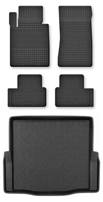 Image de Tapis en caoutchouc + bac de coffre pour BMW Seria 3 G20 2018- (berline) – 5 pièces, noirs, semi-universel, adapté