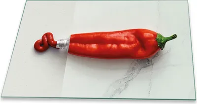 Produktbild von Herdabdeckplatte Glaskeramikfeld Spritzschutz Glas Universal Deko 80x52 Paprika Rot