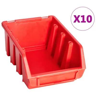 Produktbild von vidaXL 29-tlg. Sichtlagerkasten-Set mit Wandhalterung Rot und Schwarz
