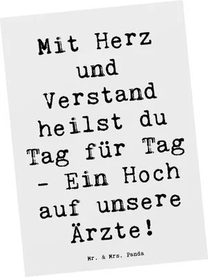 Produktbild von Mr. & Mrs. Panda Postkarte Spruch Arzt Herz Verstand - Weiß - Geschenk, medizinische Berufe, Aufmerksamkeit, Bedanken, Fürsorge, Hingabe, Fotokarte, Ansichtskarten
