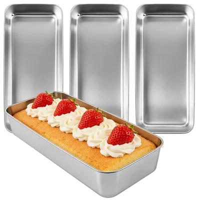 Zdjęcie produktu dla Zestaw 4 form do pieczenia chleba ze stali nierdzewnej, wymiar 33x15x6,7 cm, prostokątne