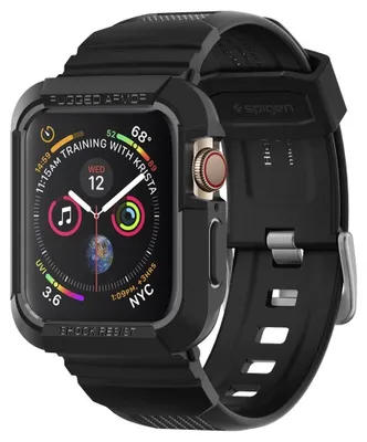 Produktbild von Spigen 062CS25324, Hülle, Smartwatch, Schwarz, Apple, Apple Watch Series 4 (44mm), Thermoplastische Polyurethane (TPU)