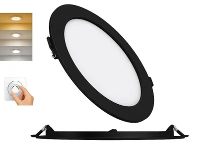 Produktbild von Braytron 12W LED Panel Dimmbar Einbauspot Einbaustrahler Deckenstrahler Flach IP40 CCT 3in1 schwarz