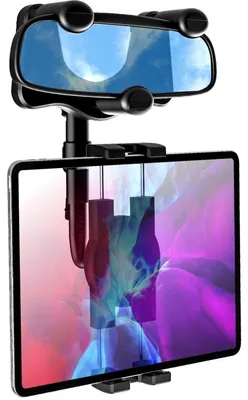 Obrázek produktu pro Držák tabletu do zpětného zrcátka pro automobily a nákladní vozidla, s 360° otáčením, sklopný mechanismus, pro zařízení o velikosti 4-11 palců