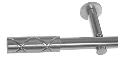 Produktbild von BASIT® Gardinenstange Set Edelstahl Look Metall Ø 19mm zur Wandbefestigung 1-lauf Zylinder, Länge wählbar H19E63