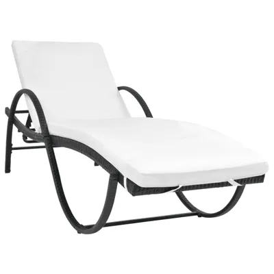 Produktbild von vidaXL Sonnenliege mit Auflage & Tisch Poly Rattan Schwarz