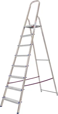 Produktbild von Haushaltsleiter Alu mit Sicherheitsbügel Mod. KH - Stufenanzahl: 8, Plattformhöhe: 1,66 m