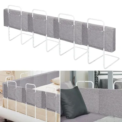 Produktbild von Vigevee 4x Bettgitter 50cm Leinenfarbe, Bettschutzgitter Set, 5-Loch höhenverstellbar, Rausfallschutz Kinderbettgitter für Babybett & Familienbett