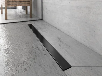 Produktbild von ProfiDrain V2A Volledelstahl Premium Duschrinne schwarz BLACKline - 90 cm - nur 53 mm Einbauhöhe