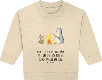 Produktbild von Mr. & Mrs. Panda Organic Baby Pullover Pinguin Lagerfeuer 24. - 36. Monat - Natural Raw - Geschenk, Grillen, Arbeit, Bullover, Maus, Leben, Job