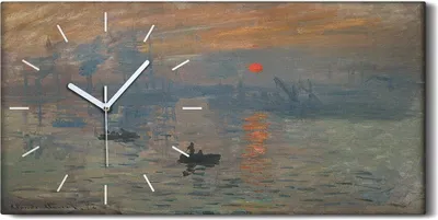 Produktbild von Leinwand Uhr Küche Wohnzimmer Bild 60x30 Impressionismus Sonnenaufgang - weiße Hände