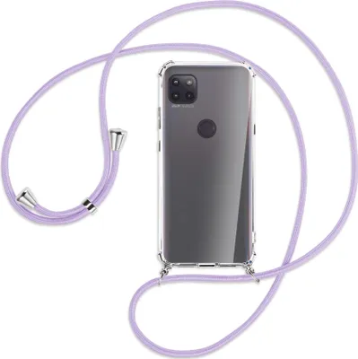 Produktbild von Handykette Backcover-Schutzhülle mit Band (Metall silberfarben) für Motorola Moto G 5G - violett