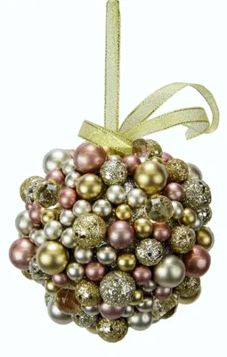 Image de Flair, boule décorative en forme de fleur, à suspendre, diamètre 11 cm, rose/doré