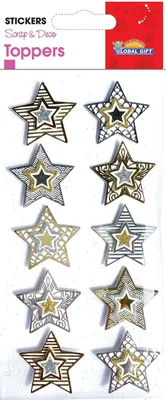 Produktbild von Weihnachtsrelief-Sticker - Grafische Sterne mit Glitter