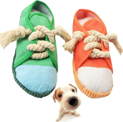Produktbild von 2 Stück Hunde Kauspielzeug Pantoffelform Hundespielzeug Quietschendes Spielzeug für Haustiere für Kleine Mittelgroße Hunde Pädagogisches Spielzeug