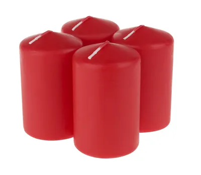 Produktbild von Stumpenkerze 4er-Pack, getaucht, Rot, Ø 60mm, Höhe 100mm