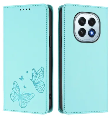 Image de Étui en cuir pour Oppo F29, motif papillon, étui portefeuille à rabat avec support, vert menthe