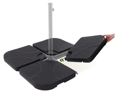 Image de SensaHome - Pied de parasol Remplissable 4 pièces - Pied de parasol - Support de parasol - 50x50x7cm - Noir