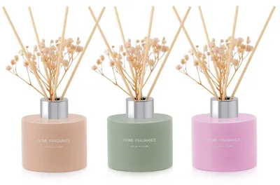 Raumduft-Diffuser-Set, Flachs/Vanille/Jasminlilie, 3×120 ml