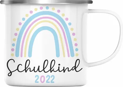Produktbild von Trendation - Einschulung Mädchen 2022 Geschenk Emaille Tasse Schulstart 1. Schultag Schuleinführung Schulanfang Geschenkidee 2022 Schulkind Ich Glitzer Jetzt In Der Schule (Silber)