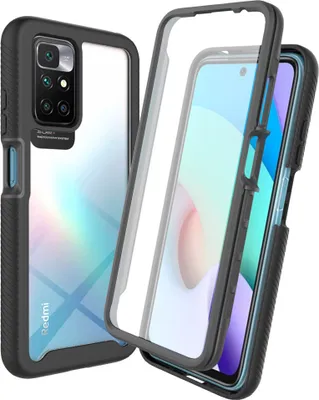Image de Etui pour Xiaomi Redmi 10, bumper avec protecteur d'écran intégré Etui de protection 360° pour le corps entier noir