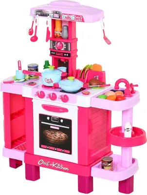 Image de Cuisine pour enfants - Set de jeu de cuisine - 38 accessoires - Jeu de rôle et apprentissage - Plastique PP - Sans piles - A partir de 3 ans - Rose