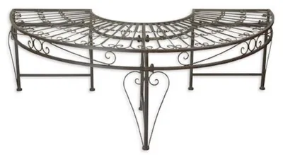 Immagine prodotto di Casa Padrino Panca da giardino liberty marrone 135 x 67 x H. 45,5 cm - Panca da giardino semicircolare - Panca da albero in metallo - Mobili da giardino barocchi e liberty