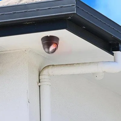 Immagine prodotto di 2 telecamere di sicurezza lampeggianti a LED in plastica per uso domestico e in ufficio