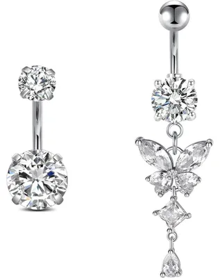 Zdjęcie produktu dla Piercing do pępka, motyl, stal chirurgiczna, srebro, 8 mm