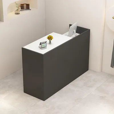 Obrázok produktu pre Pult pre recepciu, predajný pult s úložným priestorom, sivá/biela farba, rozmer 120x50x100 cm (pravá strana)
