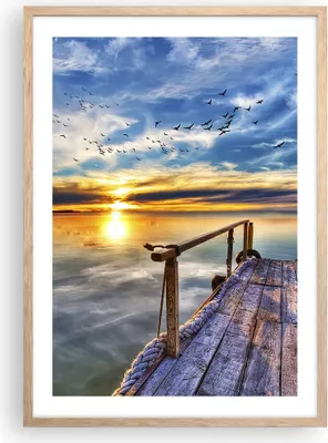 Produktbild von Gerahmtes Poster - Rahmen in heller Eiche - See Brücke - 50x70 cm - Wand Bild - Wanddeko - Wandbilder - Kunstposter - Wandposter - Bilderrahmen - Bilder - Kunstdruck - Wandbild - P2NPA50x70-3963