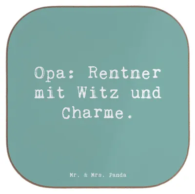 Produktbild von Mr. & Mrs. Panda Tischuntersetzer Spruch Opa Rentner - Meeresbrise - Geschenk, Verwandte, Coaster, Liebe, Untersetzer für Gläser, Charme, Familie, Holzuntersetzer, Tassen