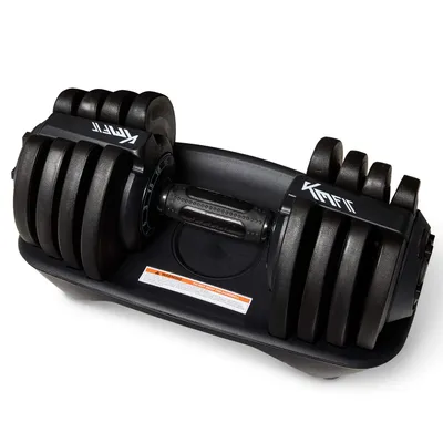 Produktbild von KM-Fit Kurzhantel verstellbar 1,5–18 kg 12 Gewichtsstufen Einhand-Drehmechanismus Gusseisen Anti-Rutsch-Griff Home Gym Krafttraining