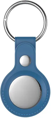 Produktbild von Schlüsselanhängerhalter kompatibel mit - handgemachte Lederhalterung für AirTag - Air Tag GPS Tracker Case - Finden Sie Ihre Schlüsseltaschen Tasche - in blau