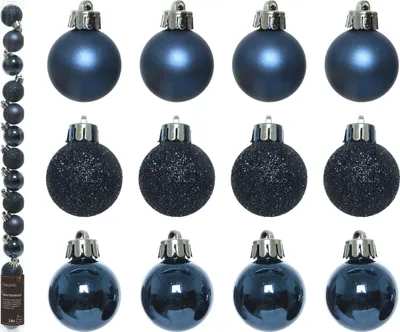 Immagine prodotto di Kaemingk Palline Di Natale Blu Notte 14 Pezzi 3 Cm Lucido Opaco Glitterato