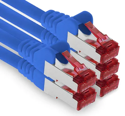 Productafbeelding van 1aTTack.de - 5x 10 meter CAT6 patchkabel, S/FTP, PIMF afscherming, CAT.6, RJ45, netwerkkabel