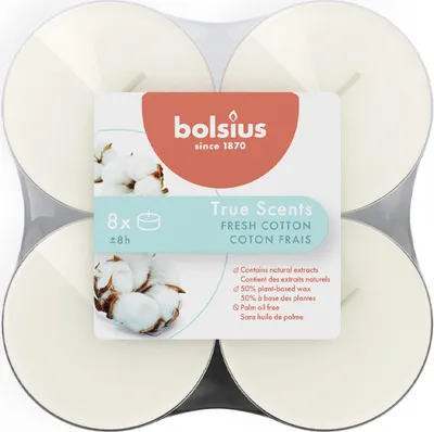 Obrázok produktu pre Bolsius Bavlnené vonné sviečky, 8 kusov, maxi light