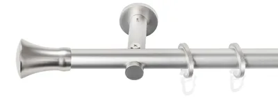 Produktbild von SN Deco Gardinenstange Zürich, 25 mm, 1-läufig, Stahl, Komplett-Set mit Ringen, Auflageträger, 220 cm, chrom matt