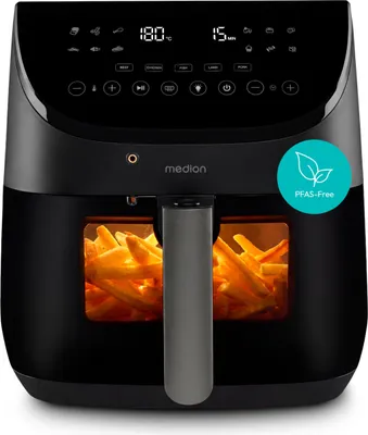 Produktbild von MEDION Airfryer XXL 6.6 L - Heißluftfritteuse mit Fleischthermometer, leiser Betrieb, Automatikprogramme mit abgestimmten Lüfterstufen, PFAS-freie Antihaftbeschichtung
